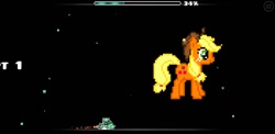 Size: 1480x720 | Tagged: safe, artist:hypernitegmd, derpibooru import, applejack, earth pony, pony, female, geometry dash, mare, pixel art