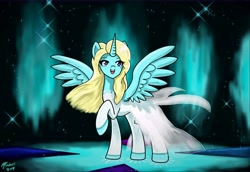 Size: 12500x8587 | Tagged: safe, artist:brekrofmadness, derpibooru import, alicorn, pony, absurd resolution, clothes, dress, elsa, frozen (movie), let it go, ponified, solo