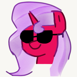 Size: 1087x1087 | Tagged: safe, artist:hazy_reply, derpibooru import, oc, oc only, oc:hazy reply, pony, unicorn, 1000 hours in ms paint, bust, drawn on phone, female, mare, portrait, simple background, solo, sunglasses, white background
