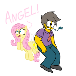 Size: 768x768 | Tagged: safe, artist:haileykitty69, artist:haileykittydoesart, derpibooru import, fluttershy, human, pegasus, crack shipping, crossover, crossover shipping, my little pony, seymour skinner, shipping, spanking, the simpsons, wings, wingspank