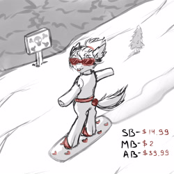 Size: 4000x4000 | Tagged: safe, artist:dark_nidus, derpibooru import, pony, commission, danger, mountain, snow, snowboard, winter, your character here