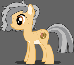 Size: 1427x1247 | Tagged: safe, artist:hazy_reply, derpibooru import, oc, oc only, oc:reon letaviio, earth pony, pony, coat markings, female, freckles, gray background, mare, show accurate, side view, simple background, solo, vector