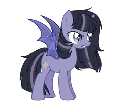 Size: 1776x1521 | Tagged: safe, artist:alphajunko, derpibooru import, oc, oc only, oc:moonlight nova, alicorn, bat pony, bat pony alicorn, pony, alicorn oc, alternate hairstyle, bat ponified, bat wings, commission, female, horn, icey-verse, magical lesbian spawn, mare, missing cutie mark, multicolored hair, offspring, parent:mean twilight sparkle, parent:oc:moonshine twinkle, parents:canon x oc, parents:meanshine, race swap, simple background, solo, transparent background, wings