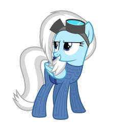 Size: 2652x2962 | Tagged: safe, artist:chomakony, derpibooru import, oc, oc only, oc:raysteel, pegasus, pony, belt, catsuit, clothes, female, glasses, head turn, mare, pegasus oc, simple background, smiling, solo, transparent background, white hair, wings