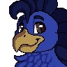 Size: 96x96 | Tagged: safe, artist:sursiq, derpibooru import, oc, classical hippogriff, hippogriff, blue, brown eyes, bust, eyes open, happy, icon, pixel art, portrait, smiling, solo