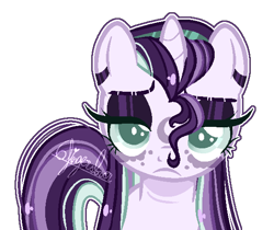 Size: 576x484 | Tagged: safe, artist:6-fingers-lover, derpibooru import, oc, oc:lucy moonrock, pony, unicorn, female, magical lesbian spawn, mare, offspring, parent:maud pie, parent:starlight glimmer, parents:starmaud, simple background, solo, transparent background