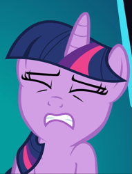 Size: 715x938 | Tagged: safe, derpibooru import, screencap, twilight sparkle, unicorn twilight, unicorn, the crystal empire, cropped, eyes closed, out of context, solo, struggling