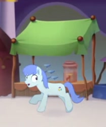 Size: 376x449 | Tagged: safe, derpibooru import, screencap, earth pony, pony, my little pony: the movie, background pony, booth, canterlot, cropped, male, offscreen character, running, scared, stallion, unnamed character, unnamed pony