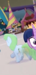 Size: 255x523 | Tagged: safe, derpibooru import, screencap, twilight sparkle, earth pony, pony, my little pony: the movie, background pony, booth, canterlot, cropped, female, mare, running, scared, unnamed character, unnamed pony