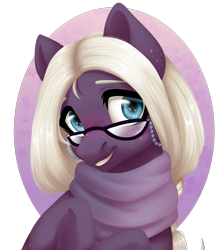 Size: 1287x1446 | Tagged: safe, artist:nika-rain, derpibooru import, oc, earth pony, pony, bust, commission, cute, female, portrait, simple background, smiling, solo