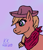 Size: 320x370 | Tagged: safe, artist:tuc-kaan, derpibooru exclusive, derpibooru import, applejack, earth pony, pony, 2019, clothes, cowboy hat, green eyes, hat, scarf, solo