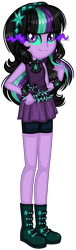 Size: 716x2340 | Tagged: safe, artist:dashiemlpfim, artist:fantarianna, derpibooru import, twilight sparkle, oc, oc:twivine sparkle, equestria girls, boots, bracelet, clothes, equestria girls style, equestria girls-ified, glowing eyes, headband, jewelry, necklace, shoes, simple background, transparent background, twivine sparkle