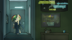 Size: 1280x720 | Tagged: safe, artist:captainhoers, derpibooru import, oc, oc only, oc:rainbow code, pegasus, the sunjackers, canterlot, cyberpunk, male, new canterlot, stallion