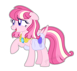 Size: 1024x941 | Tagged: safe, artist:yourrdazzle, derpibooru import, oc, pegasus, pony, bag, female, magical lesbian spawn, mare, offspring, parent:fluttershy, parent:twilight sparkle, parents:twishy, saddle bag, simple background, solo, transparent background