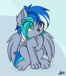 Size: 700x807 | Tagged: artist needed, safe, derpibooru import, oc, oc:star shine, pegasus, pony, wolf, wolf pony, adoracute, heterochromia, solo