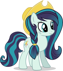 Size: 5918x6709 | Tagged: safe, artist:illumnious, derpibooru import, coloratura, earth pony, pony, absurd resolution, braid, cowboy hat, cutie mark, female, freckles, hat, mare, rara, role reversal, simple background, smiling, solo, stetson, transparent background