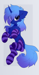 Size: 1000x1912 | Tagged: safe, artist:little-sketches, derpibooru import, oc, oc only, oc:polaris starshine, pony, unicorn, clothes, colored, female, simple background, socks, solo, striped socks