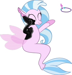 Size: 2280x2348 | Tagged: safe, artist:andrevus, derpibooru exclusive, derpibooru import, part of a set, silverstream, seapony (g4), bondage, encasement, jewelry, latex, liquid latex, living latex, necklace, seapony silverstream, show accurate, simple background, solo, transformation, transparent background, willing transformation