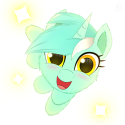 Size: 3000x3000 | Tagged: safe, artist:alexbefest, derpibooru import, lyra heartstrings, pony, unicorn, cute, halfbody, lyrabetes, simple background, smiling, solo, sparkles, white background