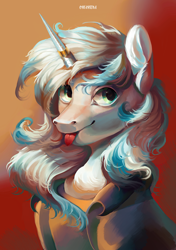 Size: 2400x3400 | Tagged: safe, artist:orfartina, derpibooru import, oc, oc only, pony, unicorn, :p, clothes, horn, horn ring, ring, solo, tongue out