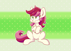 Size: 2100x1500 | Tagged: safe, artist:heir-of-rick, derpibooru import, roseluck, earth pony, pony, chest fluff, cute, cuteluck, ear fluff, female, leg fluff, mare, sitting, solo