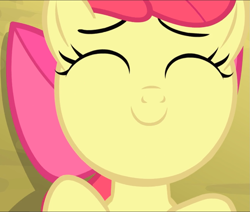 Size: 1107x939 | Tagged: safe, derpibooru import, screencap, apple bloom, somepony to watch over me, adorabloom, close-up, cropped, cute, eyes closed, laying on ground, smiling, solo