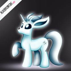 Size: 3000x3000 | Tagged: safe, artist:aldobronyjdc, derpibooru import, pony, unicorn, cutie mark, digital art, large ears, looking up, male, meme, no mouth, ori, ori and the blind forest, ori and the will of the wisps, ponified, shiny, simple background, solo, special eyes, video game, video game character