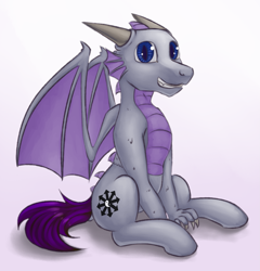 Size: 1821x1893 | Tagged: safe, artist:marsminer, color edit, derpibooru import, edit, oc, oc only, oc:quirky view, dragon, hybrid, pegasus, pony, claws, colored, cutie mark, horns, male, scales, simple background, solo, stallion, white background, wings