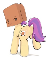 Size: 480x589 | Tagged: safe, artist:mikey_pony, derpibooru import, oc, oc:paper bag, fake cutie mark, female, paper bag, simple background, white background