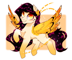 Size: 1260x1049 | Tagged: safe, artist:yokokinawa, derpibooru import, oc, oc:monarch dream, butterfly, pegasus, chest fluff, female, pegasus oc, wings