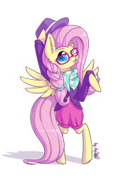 Size: 2200x3000 | Tagged: safe, artist:dsp2003, part of a set, fluttershy, pegasus, pony, fake it 'til you make it, 2018, :p, bipedal, blushing, female, glasses, hat, high res, hipstershy, looking at you, one eye closed, silly, simple background, spread wings, tongue out, transparent background, wings
