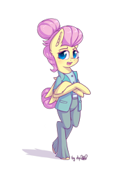 Size: 2200x3000 | Tagged: safe, artist:dsp2003, part of a set, fluttershy, pegasus, pony, fake it 'til you make it, 2018, bipedal, blushing, female, high res, looking at you, makeup, open mouth, raised eyebrow, severeshy, simple background, transparent background, wings