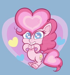 Size: 1902x2048 | Tagged: safe, artist:noupu, derpibooru import, pinkie pie, earth pony, pony, my little pony: pony life, blue background, cute, diapinkes, female, heart, heart eyes, looking at you, mare, simple background, smiling, solo, wingding eyes