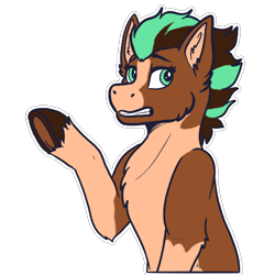 Size: 512x512 | Tagged: safe, artist:sursiq, derpibooru import, oc, oc:sagebrush, earth pony, pony, gritted teeth, raised hoof, solo, sticker, telegram sticker