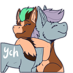 Size: 512x512 | Tagged: safe, artist:sursiq, derpibooru import, oc, oc:sagebrush, earth pony, pony, commission, eyes closed, hug, sticker, telegram sticker, your character here