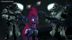 Size: 1280x720 | Tagged: safe, artist:xvclumsybusponevx, derpibooru import, tempest shadow, pony, 3d, armor, crossover, elite, gun, halo reach, weapon