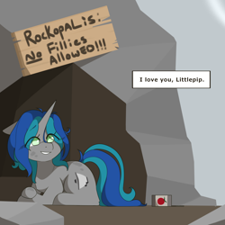 Size: 5000x5000 | Tagged: safe, artist:hellscrossing, derpibooru import, oc, oc only, oc:homage, pony, unicorn, fallout equestria, female, juice, juice box, mare, sign, smiling, solo, text