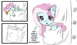 Size: 3000x1766 | Tagged: safe, artist:chopsticks, derpibooru import, kerfuffle, pegasus, pony, amputee, butt, cheek fluff, clothes, cute, dialogue, ear fluff, female, flapping, fufflebetes, giant/tiny, looking at you, mare, plot, pocket ponies, pocket pony, prosthetics, solo, text, tiny, tiny ponies, unshorn fetlocks, weapons-grade cute