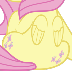 Size: 3109x3091 | Tagged: safe, derpibooru import, edit, fluttershy, pegasus, pony, to where and back again, both cutie marks, cropped, folded wings, rear view, simple background, sitting, solo, transparent background, vector, vector edit, wings