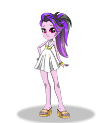 Size: 567x640 | Tagged: safe, derpibooru import, oc, oc only, oc:glitter edge, equestria girls, clothes, dress, eqg promo pose set, equestria girls creator, looking at you, platform heels, simple background, sleeveless, solo, white background