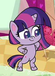 Size: 601x824 | Tagged: safe, derpibooru import, screencap, twilight sparkle, twilight sparkle (alicorn), alicorn, my little pony: pony life, pinkie pie: hyper-helper, spoiler:pony life s01e06, bipedal, confident, cropped, cute, hooves on hips, proud, smiling, solo, twiabetes