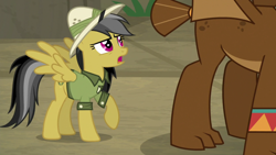 Size: 1920x1080 | Tagged: safe, derpibooru import, screencap, daring do, gargoyle, daring doubt, female, guardiangoyle, male