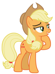 Size: 5198x7000 | Tagged: safe, artist:estories, derpibooru import, applejack, earth pony, pony, absurd resolution, cowboy hat, female, freckles, hat, lidded eyes, mare, raised hoof, simple background, stetson, transparent background, vector