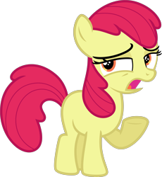 Size: 4477x4870 | Tagged: safe, artist:estories, derpibooru import, edit, editor:slayerbvc, apple bloom, earth pony, accessory-less edit, female, filly, missing accessory, raised hoof, simple background, solo, transparent background, vector, vector edit