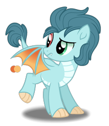 Size: 1212x1400 | Tagged: safe, artist:purplepotato04, derpibooru import, oc, dracony, dragon, hybrid, pony, heterochromia, magical lesbian spawn, offspring, parent:applejack, parent:princess ember, simple background, solo, transparent background