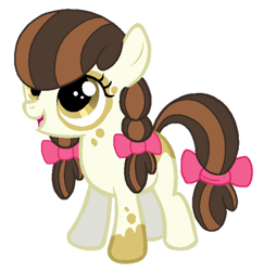 Size: 400x411 | Tagged: safe, artist:madlilon2051, derpibooru import, oc, oc:applesauce, earth pony, pony, female, filly, offspring, parent:apple bloom, parent:pipsqueak, parents:pipbloom, simple background, solo, transparent background