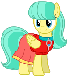 Size: 893x1013 | Tagged: safe, artist:徐詩珮, derpibooru import, barley barrel, pegasus, pony, series:sprglitemplight diary, series:sprglitemplight life jacket days, series:springshadowdrops diary, series:springshadowdrops life jacket days, alternate universe, base used, bubbleverse, clothes, cute, ella (paw patrol), female, mare, older, older barley barrel, paw patrol, simple background, solo, transparent background