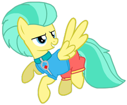 Size: 1220x1005 | Tagged: safe, artist:徐詩珮, derpibooru import, pickle barrel, pegasus, pony, series:sprglitemplight diary, series:sprglitemplight life jacket days, series:springshadowdrops diary, series:springshadowdrops life jacket days, alternate universe, base used, bubbleverse, clothes, cute, male, older, older pickle barrel, paw patrol, simple background, solo, stallion, transparent background, tuck (paw patrol)