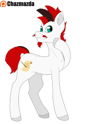 Size: 2450x3590 | Tagged: safe, artist:chazmazda, derpibooru import, oc, oc only, oc:shudder quill, pony, commission, cutie mark, facial hair, flat color, full body, fullbody, hooves, moustache, patreon, short hair, simple background, smiling, solo, transparent background, wave, ych example, ych result, your character here