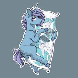 Size: 2000x2000 | Tagged: safe, artist:flaming-trash-can, derpibooru import, oc, oc:erin, pony, unicorn, body pillow, cuddling, hatsune miku, hug, pillow, pillow hug, solo